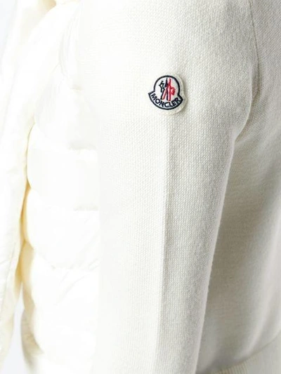 Shop Moncler Padded Front Knitted Jacket - White