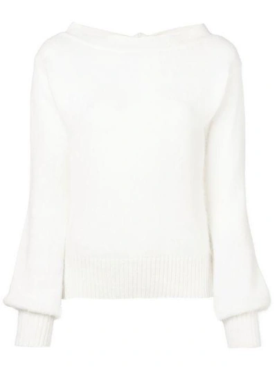 Shop Semicouture Bell Sleeve Sweater - White