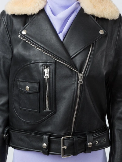 Shop Acne Studios Leather And Shearling Moto Jacket