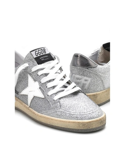 Shop Golden Goose Ball Star Sneakers In Silver Glitter/white Star