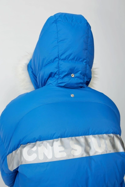 Shop Acne Studios Expedition Print M A/f Blue In Reversible Down Jacket