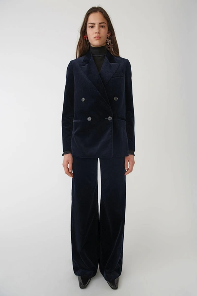 Shop Acne Studios Velvet Suit Jacket Navy/blue
