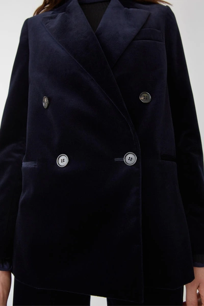Shop Acne Studios Velvet Suit Jacket Navy/blue
