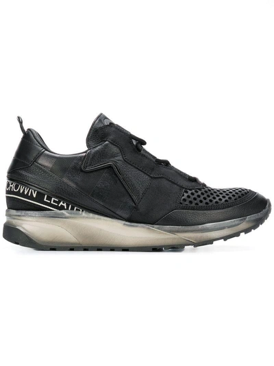 Shop Leather Crown Iconic Aero Sneakers In Black