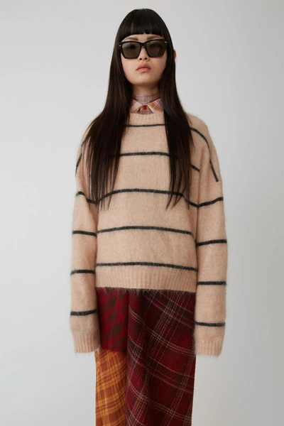Acne Studios Rhira Striped Mohair-blend Sweater In Beige/black | ModeSens