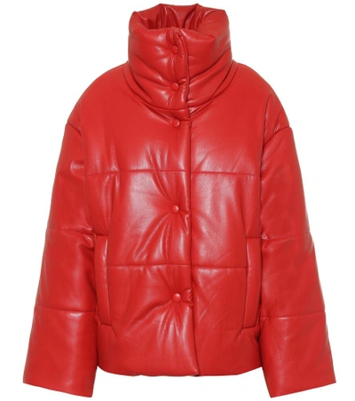 Shop Nanushka Hide Faux Leather Puffer Jacket In Red