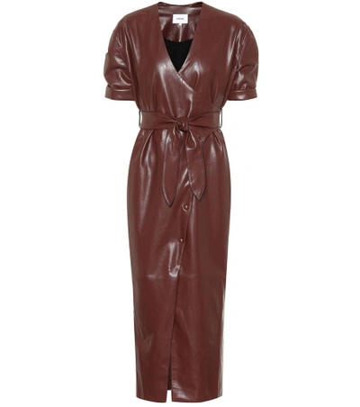 Nanushka Penelope Faux Leather Wrap Dress In Marrone ModeSens