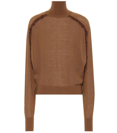 Shop Chloé Wool Turtleneck Sweater In Brown