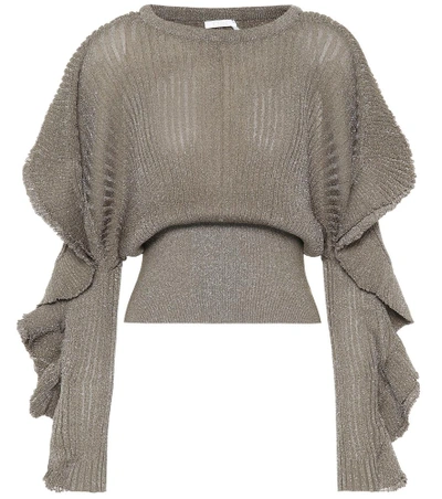Shop Chloé Metallic Silk-blend Sweater