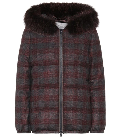 Shop Brunello Cucinelli Fur-trimmed Wool Jacket In Grey