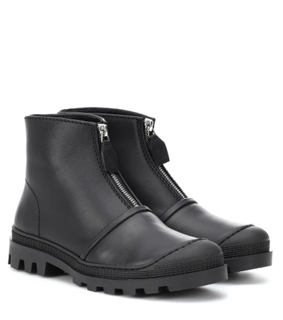 Shop Loewe Leather Ankle Boots In Black
