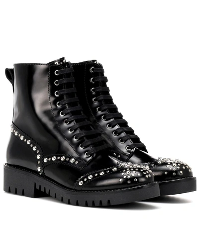Shop Mcq By Alexander Mcqueen Bess Studded Leather Ankle Boots In Black