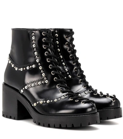 Shop Mcq By Alexander Mcqueen Hannah Studded Leather Ankle Boots In Black