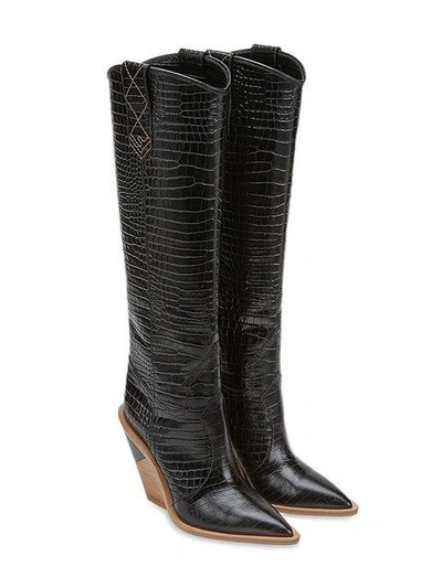 Shop Fendi Cutwalk Cowboy Knee Boots - Black