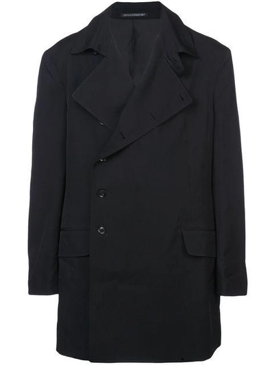 Shop Yohji Yamamoto Oversized Double Breasted Jacket - Black