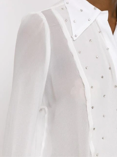 Shop Andrea Bogosian Embellished Silk Shirt In White