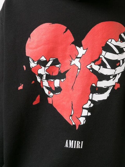 Shop Amiri Heart Print Hoodie In Black
