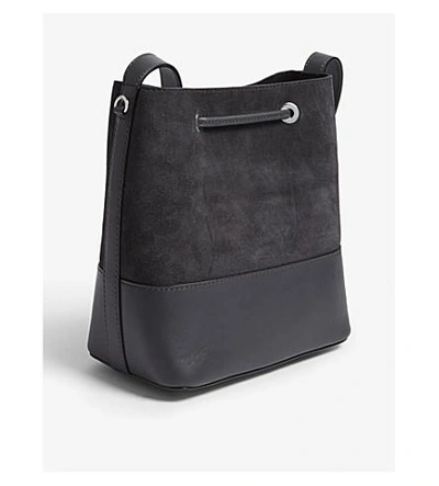Shop Michael Michael Kors Cary Leather Bucket Bag In Charcoal