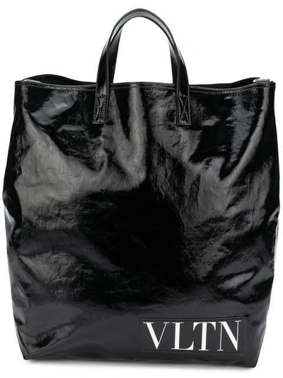 Shop Valentino Vltn Tote Bag In Black