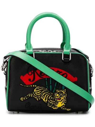 Shop Kenzo Tiger Embroidered Bowling Bag - Black
