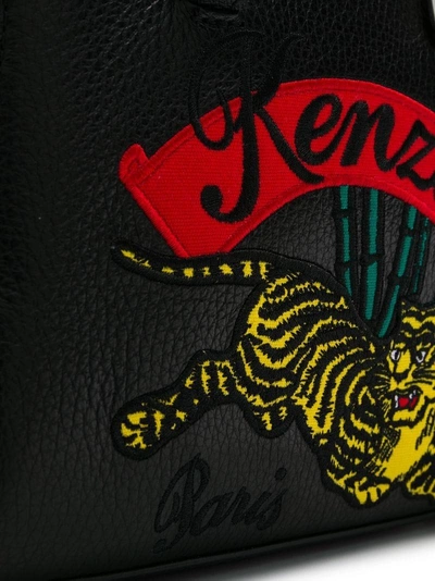 Shop Kenzo Tiger Embroidered Bowling Bag - Black