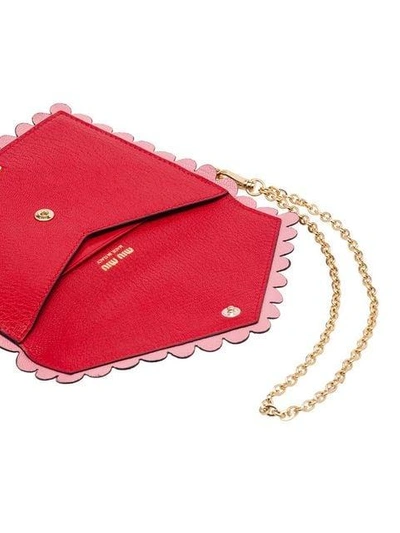 Shop Miu Miu Madras Leather Pouch - Red