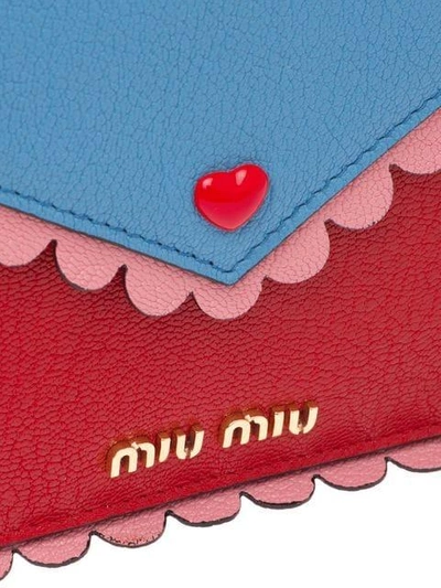 Shop Miu Miu Madras Leather Pouch - Red