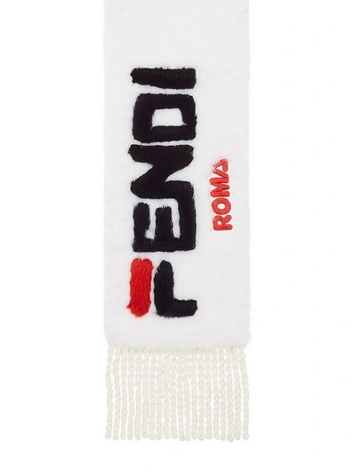 Shop Fendi Logo Scarf - White