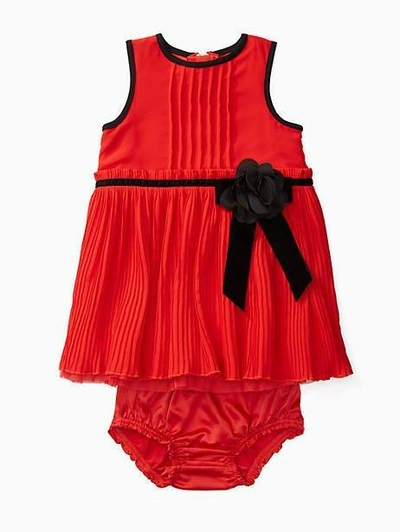 Shop Kate Spade Babies' Pleated Chiffon Dress Set In Studio Red