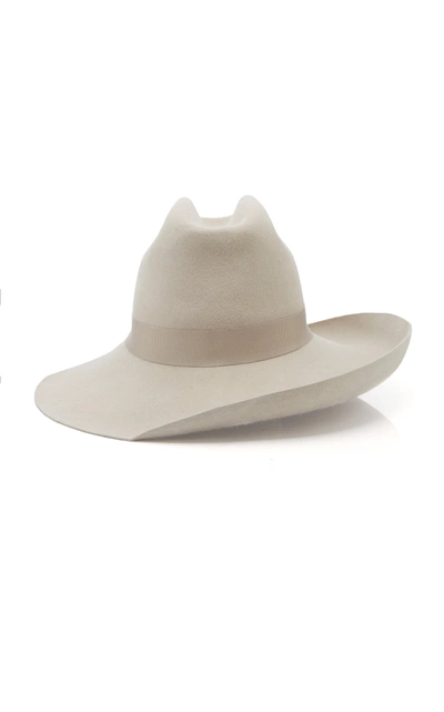 Shop Brandon Maxwell X Gigi Burris Felt Cowboy Hat  In Neutral