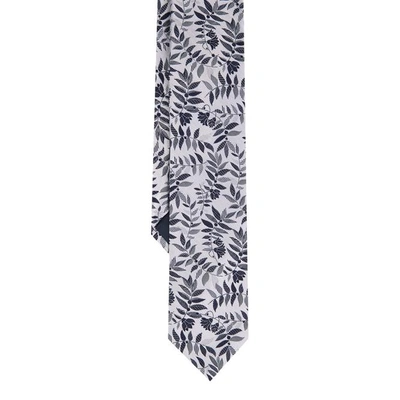 Shop Duchamp London White Tropica Floral Silk Tie