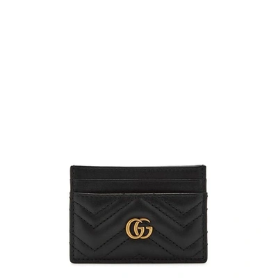 Shop Gucci Gg Marmont Leather Card Holder In Black