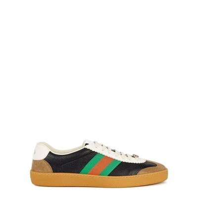 Shop Gucci G74 Black Leather Trainers
