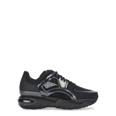 Shop Fendi Black Leather And Mesh Trainers