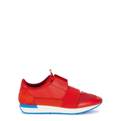 Shop Balenciaga Race Runner Red Panelled Trainers