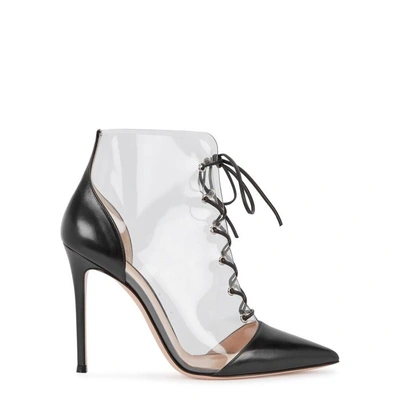 Shop Gianvito Rossi Icon 105 Leather And Perspex Ankle Boots In Black