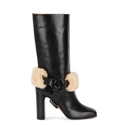 Shop Off-white For Riding Black Leather Knee Boots