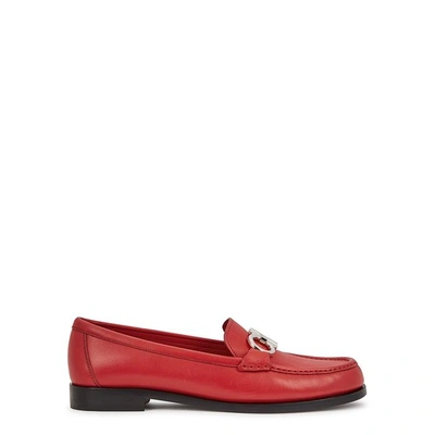 Shop Ferragamo Rolo Red Leather Loafers