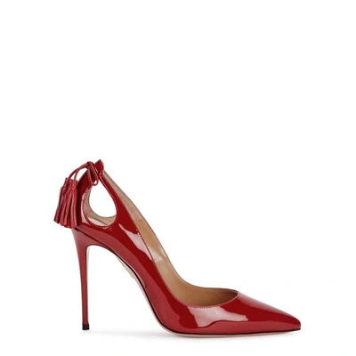 Shop Aquazzura Forever Marilyn 105 Patent Leather Pumps In Red