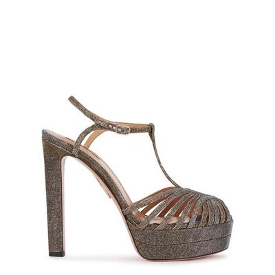 Shop Aquazzura Moonlight 130 Glittered Platform Sandals