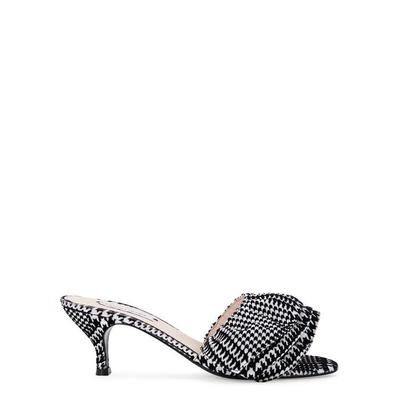 Shop Leandra Medine Houndstooth Flocked Mules In Black And White