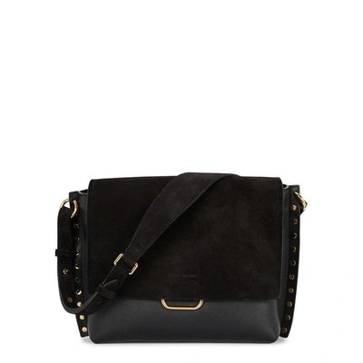 Shop Isabel Marant Asli Large Leather And Suede Shoulder Bag In Black
