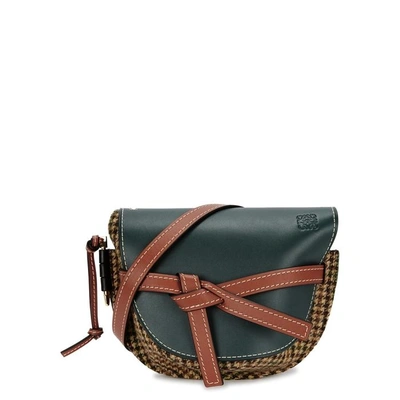 Shop Loewe Gate Tweed And Leather Saddle Bag In Multicoloured