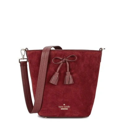 Shop Kate Spade Hayes Street Vanessa Red Suede Shoulder Bag In Dark Red