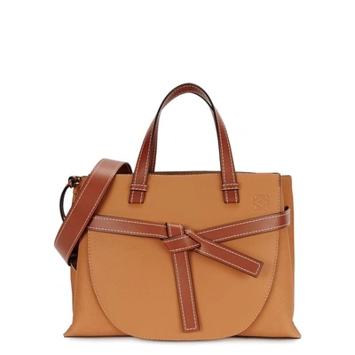 Shop Loewe Gate Brown Leather Top Handle Bag