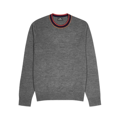 Shop Ps By Paul Smith Grey Striped Wool-blend Jumper