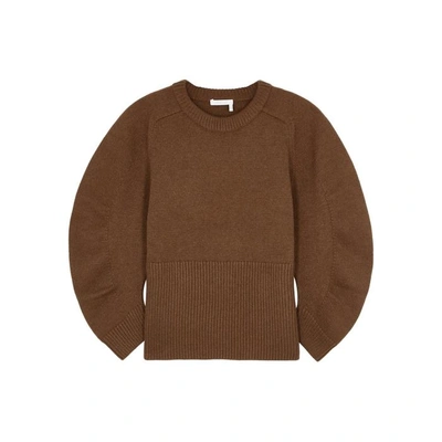 Shop Chloé Brown Chunky-knit Cashmere Jumper In Light Brown