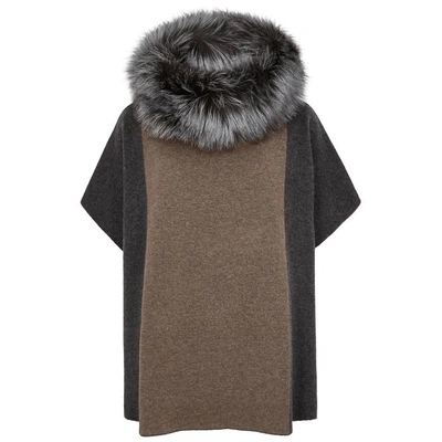 Shop Dom Goor Fur-trimmed Wool-blend Jumper In Charcoal