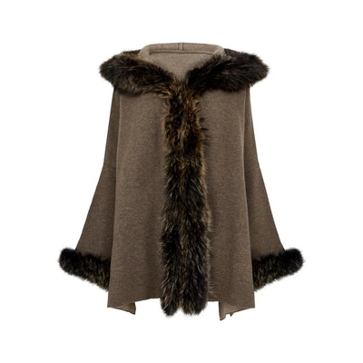 Shop Dom Goor Brown Fur-trimmed Wool-blend Cardigan
