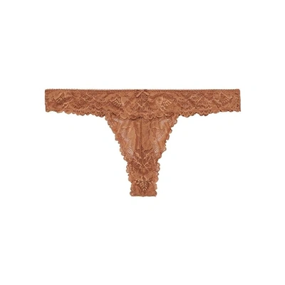 Shop Savage X Fenty Mesh Lace Thong In Bronze